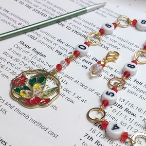 Row counter, chain counter for knitting, Butterfly design