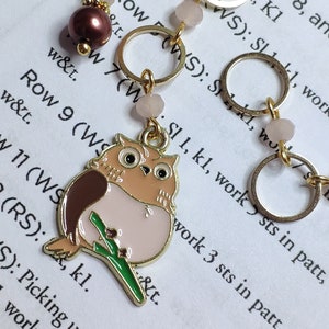 Chain row counter, knitting counter, Owl design