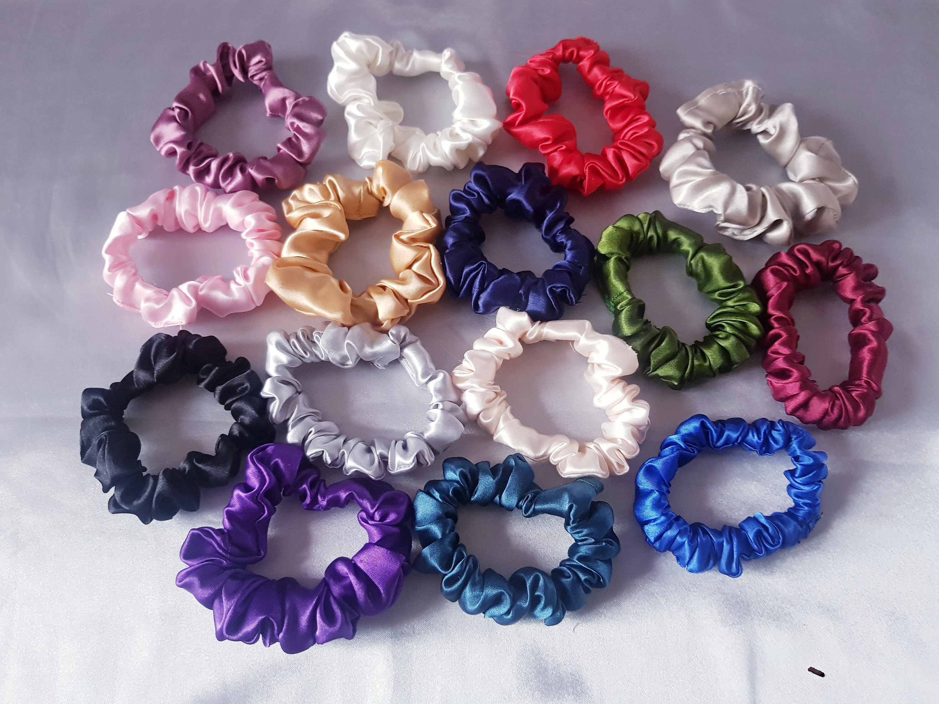 Handmade Skinny Silk Satin Hair Scrunchies  | Elastic Hair Bobbles | …