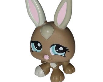 Easter bunny #1332 Original Littlest Pet Shop LPS authentic vintage y2k collectible Eyes Hasbro cute rabbit spotted tan beige teal