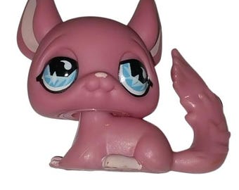 Vintage Authentic Littlest Pet Shop LPS Magenta Bunny With Goggles