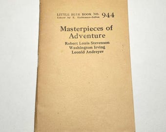Masterpieces of Adventure Little Blue Book No. 944 Haldeman-Julius Gift Vintage Antique 1920 20s Decor Decoration Art Paper Fiction Stories