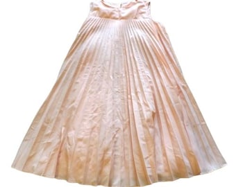 Vintage 70s 60s Mod Pleated Tent Dress Retro Coquette Summer Pretty Peach Pink