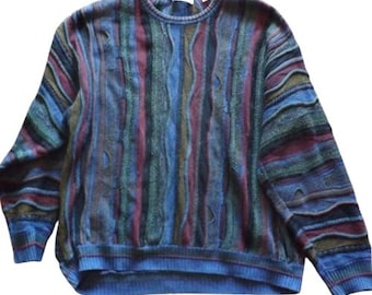 Vintage 90s Norm Thompson Coogi Style Sweater Knit Textured Oversized Unique Rare Eccentric 3D