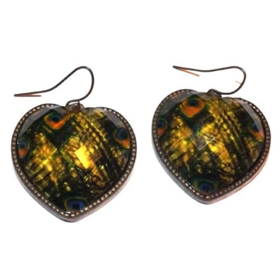 Peacock earrings pattern feathers unique eccentri… - image 1