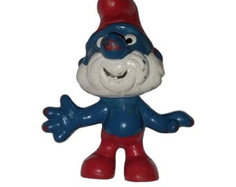 20814 Papa Smurf PEYO Schleich Smurfs PVC Figure Toy Vintage 1989 80s 1980s Original Retro Red Standing Cute Hong Kong Classic Collector