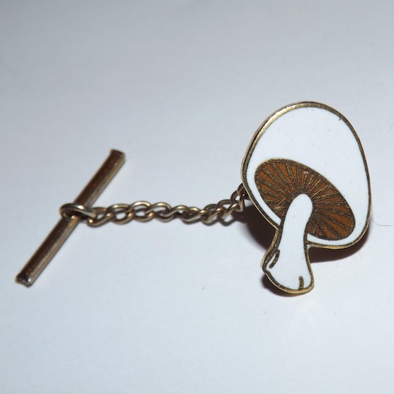 Vtg decor tacks Gold Tone Mushrooms Tie Tacks Lapel Pins accessory unisex brooch vintage 80s 70s gift cottagecore fairycore mushroom chain