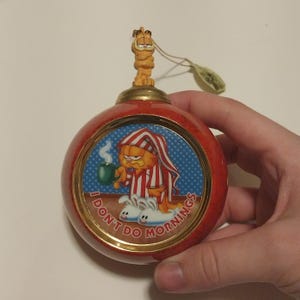 Garfield Oranament Vintage 1999 Bradford Editions 89651 Jim Davis Collectible Unique I don&#39;t do mornings figure bulb porcelain Collector