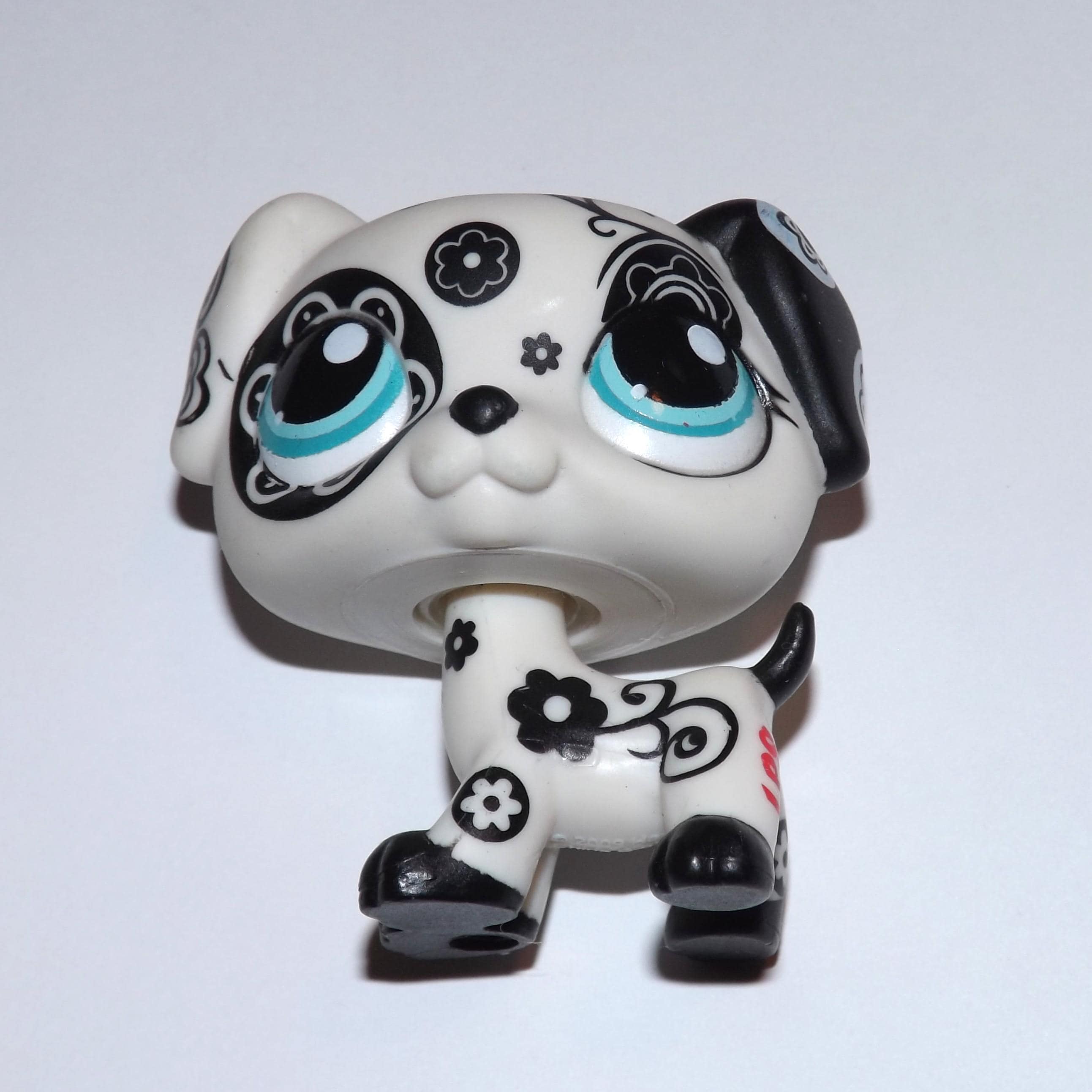 Flower Dalmatian Dog #1613 Unique Littlest Pet Shop LPS authentic vintage  collectible Original Hasbro Spotted White Cute Collector Rare