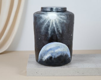 cremation urn for human ashes, memorial urn, adult urn, funeral urn, handmade urn, ceramic urn