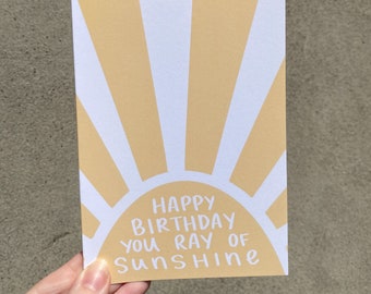 Sunshine Birthday Card: Birthday Card, Happy Birthday Card, Handmade Card, Feel Good Card, Yellow Sunshine Card, Happy Card, Sunshine Card