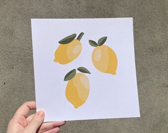 Lemon Print | 8’x8’ | Northern Ontario | Kitchen print | Minimalist Print | Home Decor | Bathroom Print | Lemon Print | Lemons Illustration