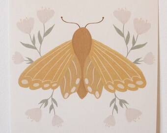 Renewal - Moth Print | 6’x6’ | Northern Ontario | Boho print | Minimalist Print | Home Decor | Linen Paper | Moth Print | Illustration