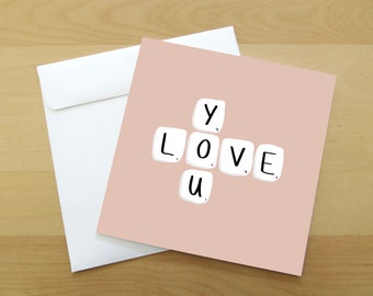 Valentine's Scrabble Card: Valentine's Day Card, Happy Valentine's Day, Scrabble Letters, Card For Her, Card For Wife, Greeting Card