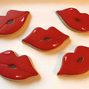 Valentine’s Day Cookies - Hot Lips - Red Lips - Set of 8