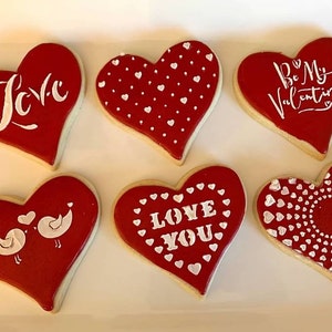 Valentine’s Day Cookies - Heart Shape cookies - Set of 6