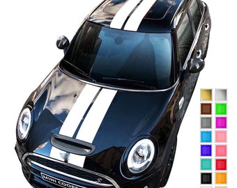 Mini Cooper bonnet stripes, stripes for hood, roof and boot, front top rear stripes, racing decoration decals, adhesive vinyl graphics