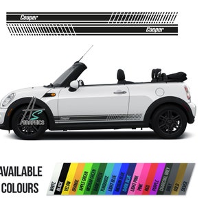 Mini Cooper zijstrepen, strepen voor zijrok, race decoratie stickers, zelfklevende vinyl graphics
