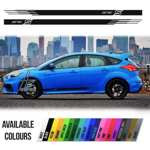 Ford - Zetec S rayures latérales, rayures pour jupe latérale, décalcomanies de décoration de course, graphiques adhésifs en vinyle