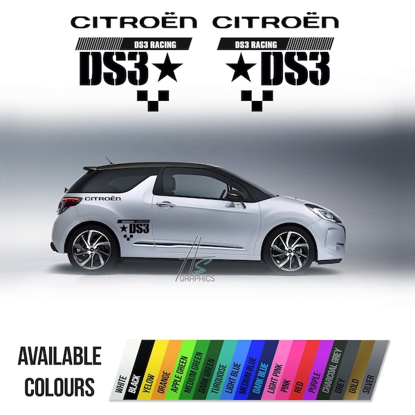 x2 Stickers pour Citroen DS3, Sticker adhésif Latéral en vinyle