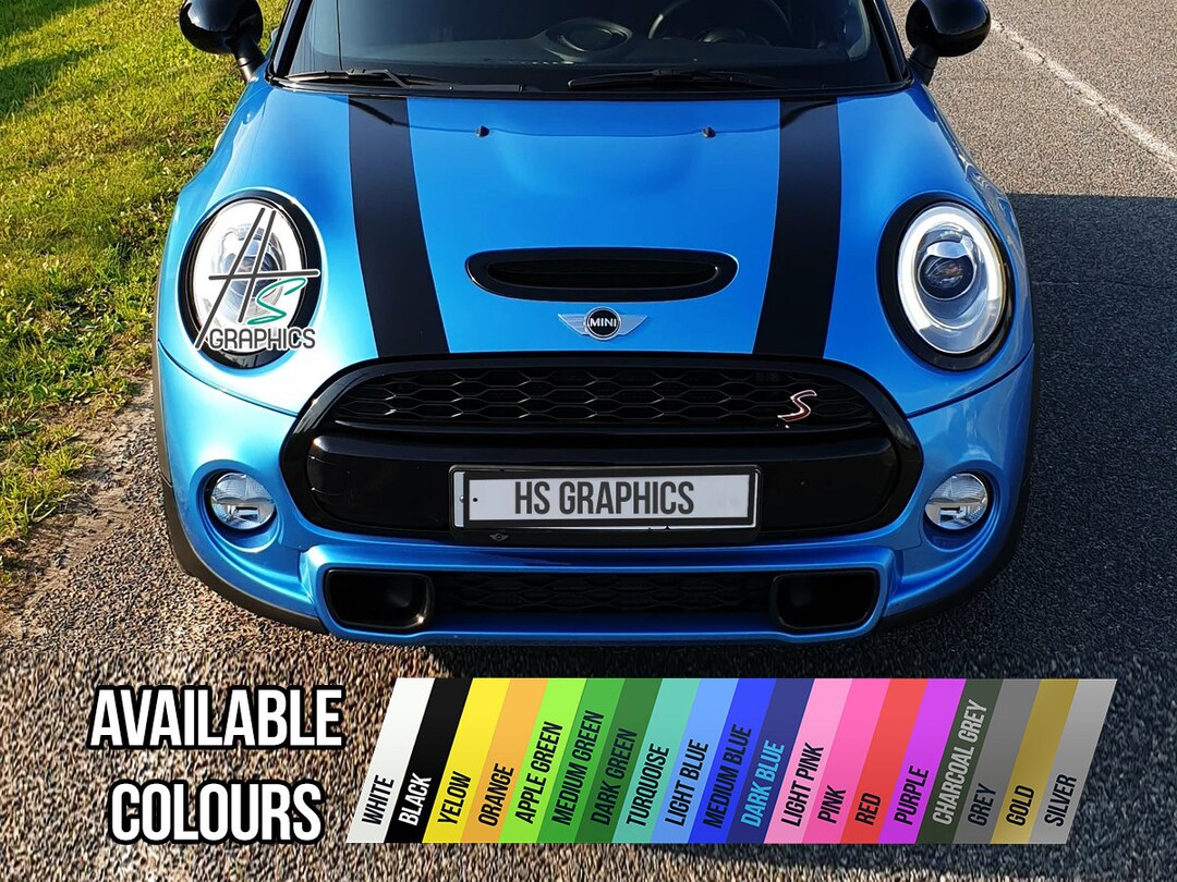 Mini Cooper Stripes, Plain Stripes for Hood, Racing Decoration Decals, Adhesive Vinyl