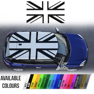 Mini Cooper roof union jack, racing decoration decals, adhesive vinyl graphics