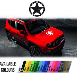 Black Army Star Sticker, Adhesive Vinyl Decal For JEEP, racing decoration decals, adhesive vinyl graphics