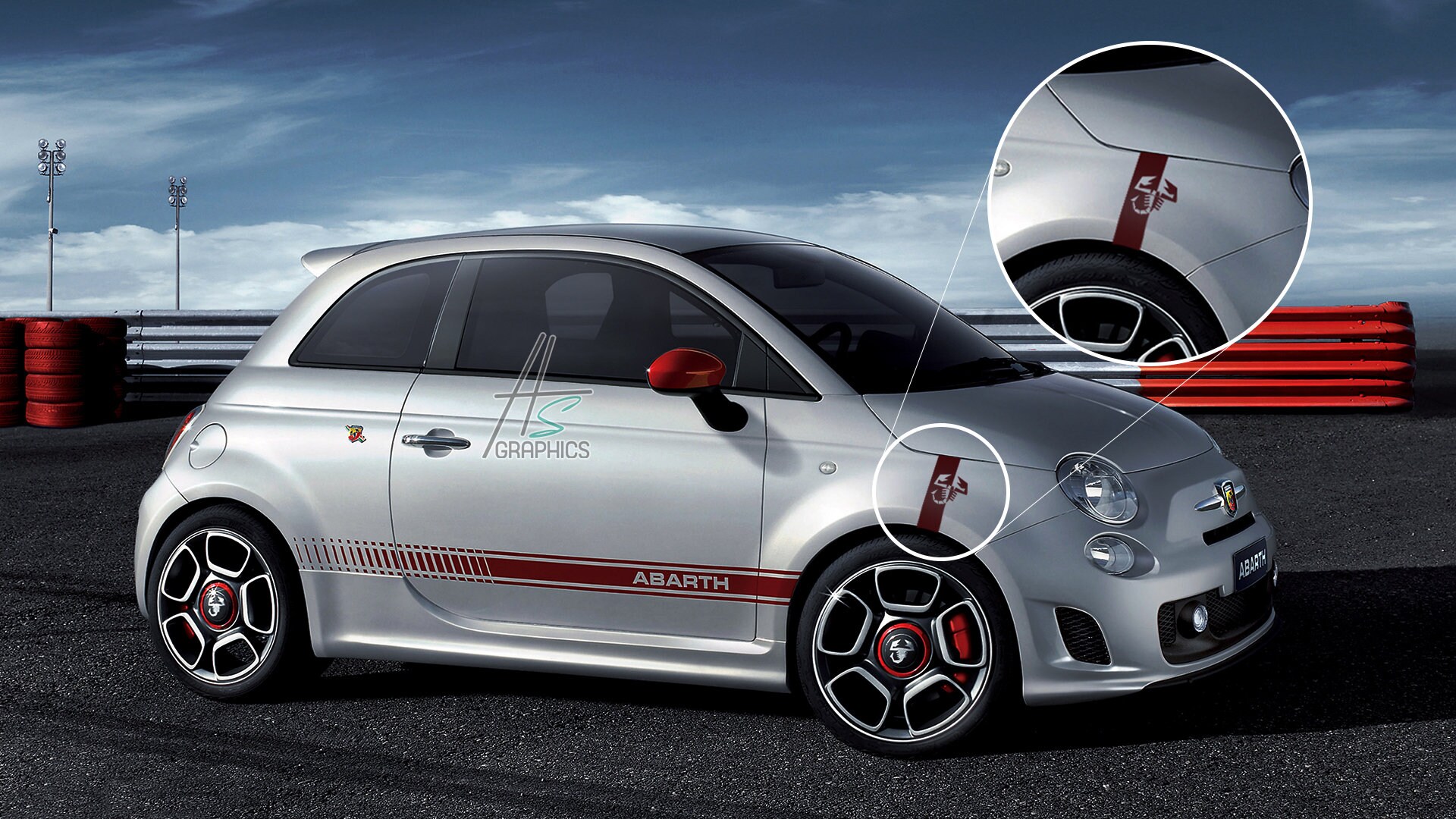 Sticker for Fiat Abarth, Scorpion Front Wing Decal, Adhesive Vinyl ...