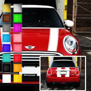 Mini Cooper bonnet and boot stripes, stripes for hood and boot, racing decoration decals, adhesive vinyl graphics