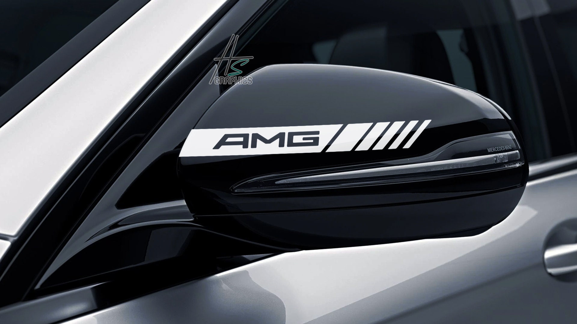 X2 for Mercedes-benz Amg Rearview Mirror Car Sticker Racing Stripe ...