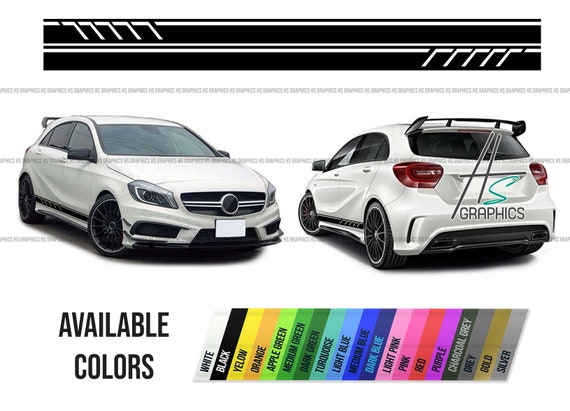 Mercedes A Class A45 AMG Edition Style Side Stripes – Vinyl Decals Graphics – Glossy UK Made