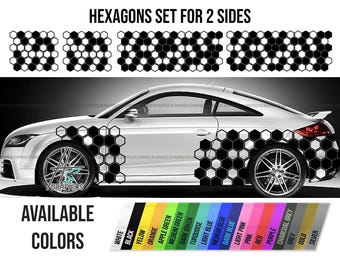 Hexagon car graphics, honeycomb side stickers, car styling adhesive sport vinyl decals