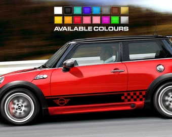 Mini Cooper side stripes, stripes for side skirt, racing decoration decals, adhesive vinyl graphics