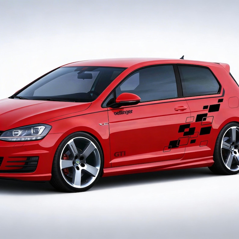 Square Design Car Graphics Car Side Stickers Door Vinyl Decals Sport Racing Styling Universal Car ...