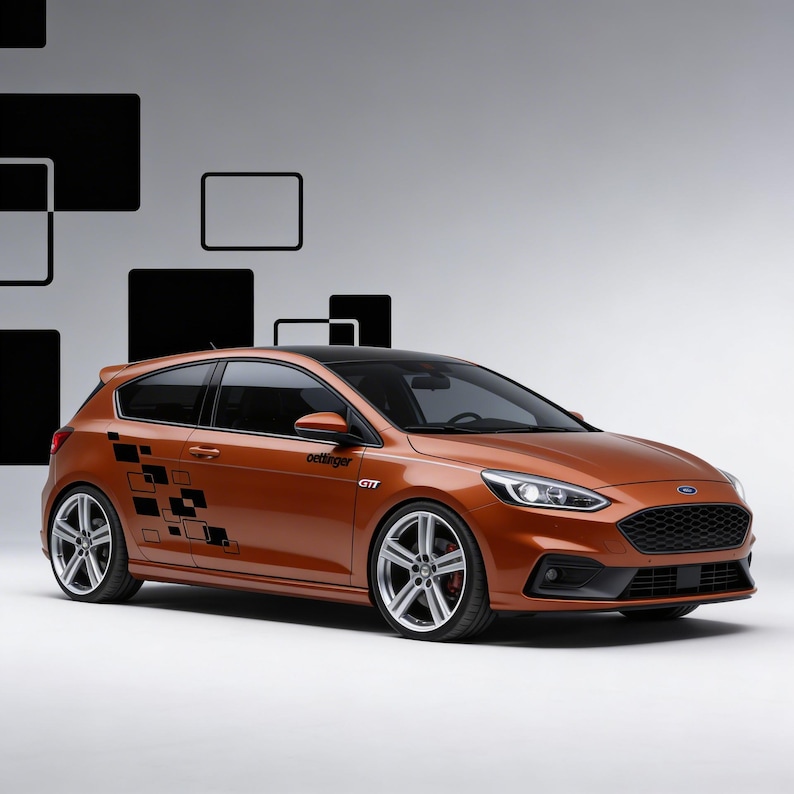 Square Design Car Graphics Car Side Stickers Door Vinyl Decals Sport Racing Styling Universal Car ...