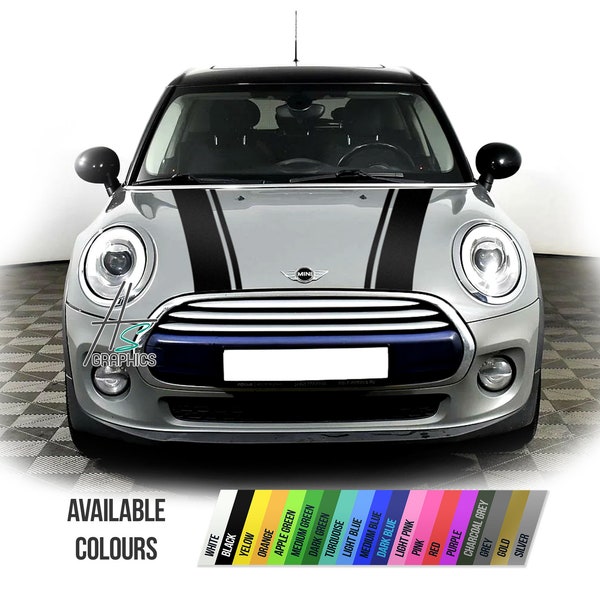 Mini Cooper bonnet stripes, stripes for hood, racing decoration decals, adhesive vinyl graphics