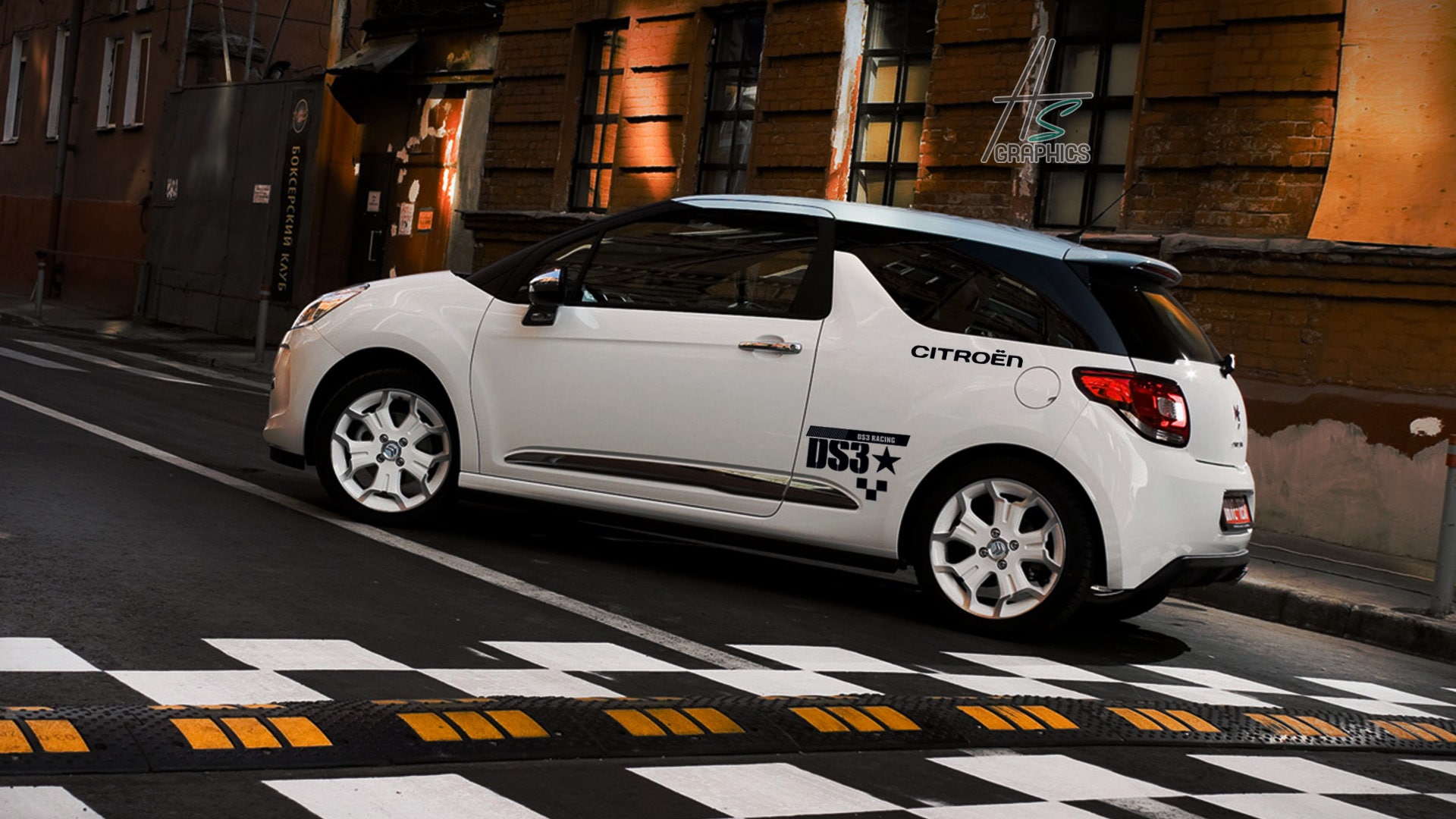 シトロエン DS3 用ステッカー x2 粘着デカール サイドビニール