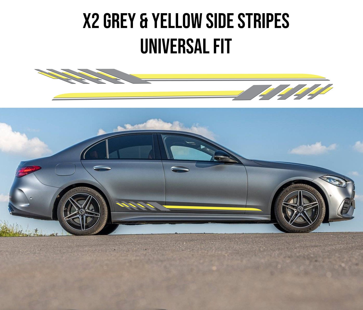 2 PCS Graphics Car Stickers Decal For Mercedes-Benz AMG E63 Side Skirt  Stripes
