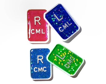 Two Sets White Border X-ray Markers - Custom Holographic X-ray Markers - Glitter X-Ray Markers - Rad Tech Markers - Radiology X-Ray Markers
