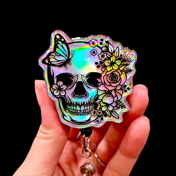 Holographic Skull Badge Reel - Xray Badge Reel - Nurse badge - Radiology Badge Reel - Anatomy Badge Reel - Xray Tech Gift - RN Gift