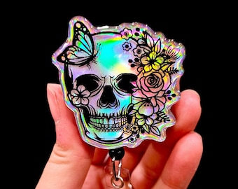 Holographic Skull Badge Reel - Xray Badge Reel - Nurse badge - Radiology Badge Reel - Anatomy Badge Reel - Xray Tech Gift - RN Gift