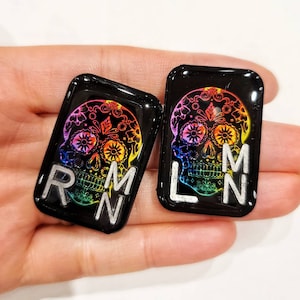 Rainbow Sugar Skull X-Ray Markers Marcatori a raggi X colorati con iniziali Rainbow X-Ray Marker Radiology Markers Rad Tech Gift immagine 1