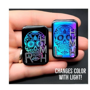 Holographic Sugar Skull X-Ray Markers - Ombre Skull Xray Markers with Initials - Rainbow X-Ray Marker - Radiology Markers - Rad Tech Gift