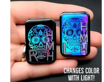 Holografische Sugar Skull X-Ray Markers - Ombre Skull Xray Markers met Initialen - Rainbow X-Ray Marker - Radiologie Markers - Rad Tech Gift