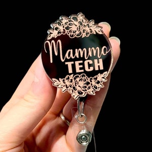 Mammography Badge Reel - Mammo Tech Badge Reel - Radiology Badge - Rose Gold Badge Reel - Mammo Tech Gift - Mammo Badge Reel