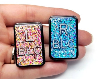 One Set Black Border X-ray Markers - Radiographic Markers - Glitter X-Ray Markers - Rad Tech Markers - Radiology X-Ray Markers with Initials