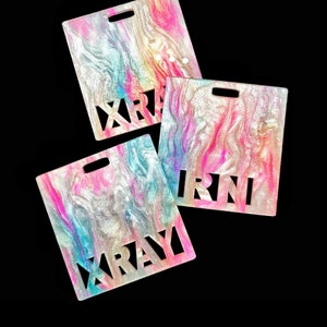Cotton Candy Glitter Badge Buddy - Xray Badge Buddy- Nurse Badge Buddy - Xray Marker Parker - Nurse Gift - Xray Tech Gift - Rainbow Badge