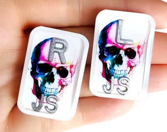 Acquerello Teschio X-Ray Marker- Marcatori Xray acquerello con iniziali -Rainbow Skull Xray Marker - Radiology Gift - Rad Tech Gift