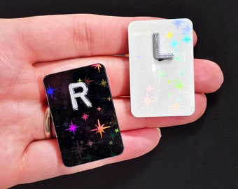 Black and White Holographic Stars X-Ray Markers - Radiology Markers with Initials - Xray Tech Gift - Holographic X-Ray Markers with Initials