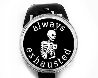 MRI Safe Badge Reel -  Always Exhausted Badge Holder - Non Magnetic Badge Reel MRI -  MRI Tech Gift - Badge Reel Mri - Mri Tech